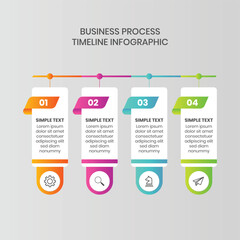Modern 4 Step Business Process Timeline Infographic Design