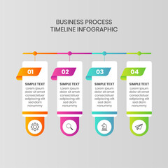 Modern 4 Step Business Process Timeline Infographic Design