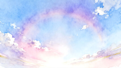 Watercolor Illustration of Beautiful Gradient Sky