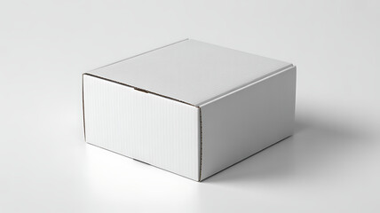 Fototapeta premium White cardboard box with lid on light background transparent background