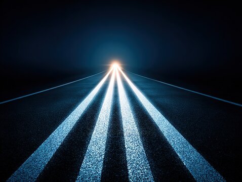 Abstract converging light beams forming futuristic pathway into darkness, minimalist visual symbolizing focus, direction, acceleration, and technological progress