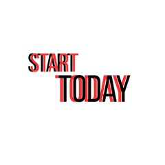 Start Today Font, Simple Font and Unique Style, Red and Black Color Font, White Background, Start Today Lettering