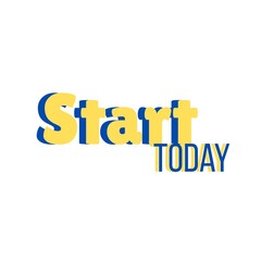 Start Today Font, Simple Font and Unique Style, Yellow and Blue Color Font, White Background, Start Today Lettering