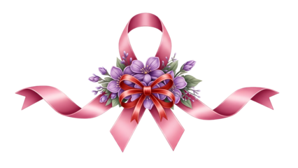 International women's day pink ribbon awareness symbol isolated on transparent background