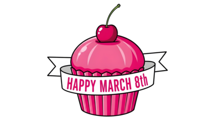 Happy women's day cupcake isolated on transparent background