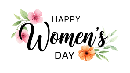 International women's day flowers isolated on transparent background