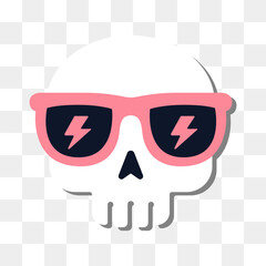 Doodle Cool Skeleton Skull Sticker on Isolated Background