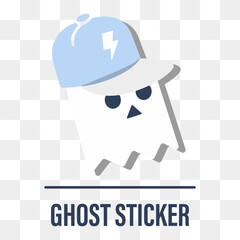 Cool Ghost Sticker, Modern Flat Style on Isolated Background