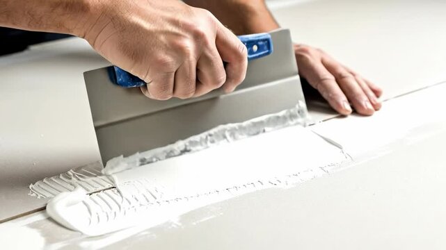 Professional Handyman Applying Spackle on Wall Repair for Home Improvement Project