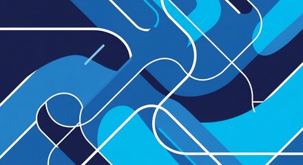 Blue abstract shapes with white lines