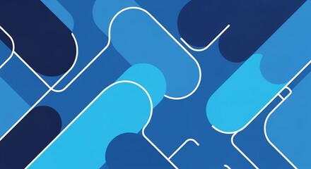 Blue abstract shapes with white lines