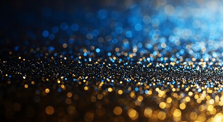 Blue and gold glitter bokeh background