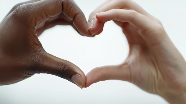 Valentine's Day: A heartwarming video showing two hands forming a heart shape against a white background