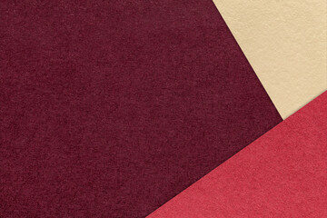 Fototapeta premium Dark wine paper background with red beige corners and copy space. Abstract template for presentation, banner