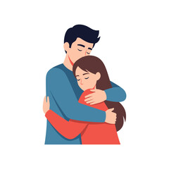 Loving couple embracing, perfect for romantic cards, relationship blogs, and emotional artwork, isolate, 