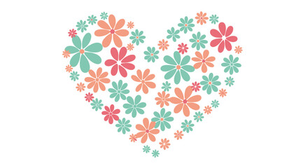 Floral heart illustration for festive occasions, greeting cards, wedding invitations, and decor items, isolate