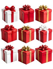 Fototapeta premium An arrangement of colorful gift boxes with various bows, perfect for festive occasions