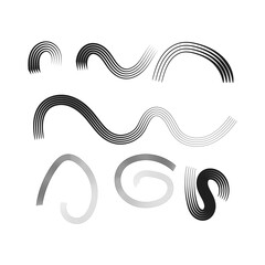 Abstract curved lines and shapes in varying density and arrangement