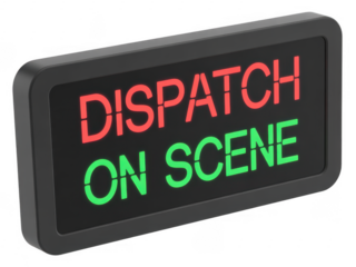 Dispatch on scene sign dispatch sign emergency sign isolated isolated on a transparent background