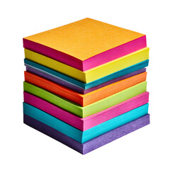Fototapeta premium Stack of colorful sticky note pads, office supplies, isolated on transparent background