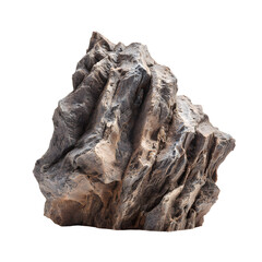 Rugged Natural Rock Formation with Textured Surface, Isolated on Transparent Background