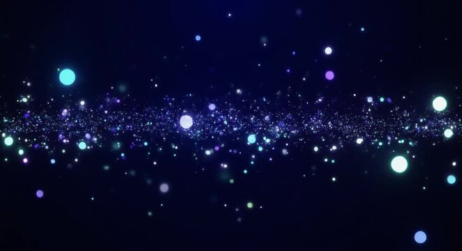 Glowing cosmic particles floating in deep space with vibrant light effects and celestial ambiance