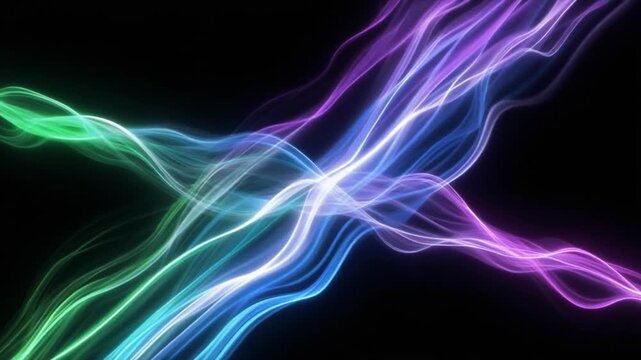 Vibrant Neon Light Streams Abstract Background Glowing Energy Flow Digital Motion