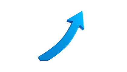 A vibrant, curved blue arrow pointing upward against a stark black background, symbolizing growth and progress