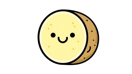 Smiling Cookie Illustration on White Background.
