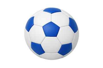 Fototapeta premium Soccer ball with classic blue and white design. Sports equipment for team games, championship, and training, on transparent background