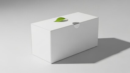 Isolated 3D illustration of an open white cardboard box featuring a green check mark and a recycle symbol on a blank square paper package template