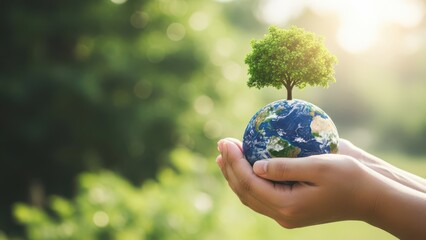 Hands Holding Earth Tree Nature