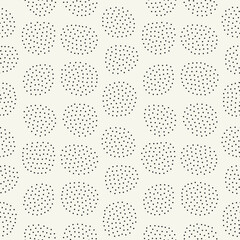 Vector seamless pattern. Free form organic shapes. Stylish smooth elements. Natural dotted rings. Hand made abstract background. Can be used as swatch. Monochrome smooth spotty print.