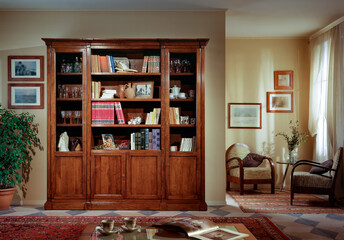 Single shot photo of a room with a bookcase © oscar0