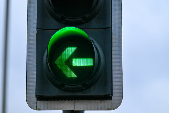 Left green arrow on a traffic light. 