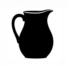 Simple Black Silhouette of a Pitcher Against a White Background