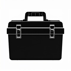 Black toolbox with silver latches and handle on a white background simple and clean object for tools and repair work