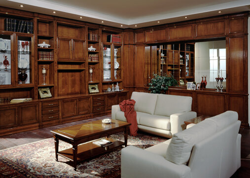 Single shot photo of a room with a bookcase
