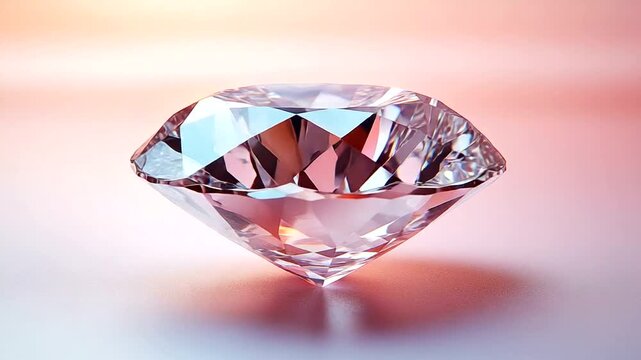 Stunning pink diamond glistens on a soft gradient background
