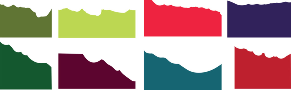 Torn Paper Edges Vector Set. Colorful Ripped Scrap Paper Pieces for Collage and Scrapbooking. Abstract Jagged Paper Borders for Creative Graphic Design and Note Backgrounds