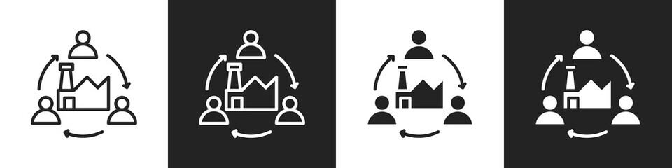 Restructuring Line And Solid Icon In White And Black Background