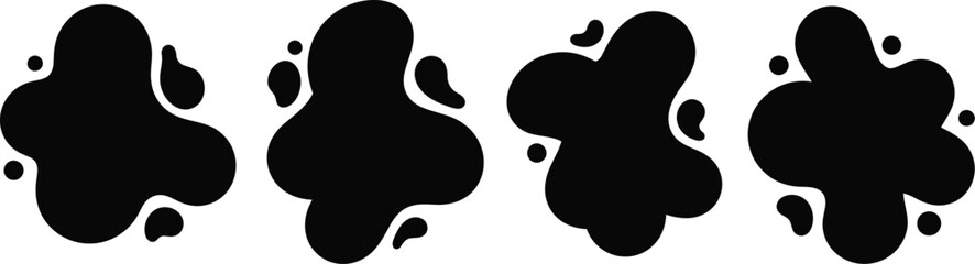 Fototapeta premium Four black paw prints in a row on transparent background silhouette