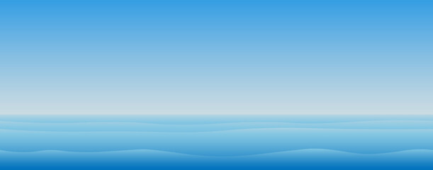 A summer landscape with a blue sea or ocean. Vector illustration.