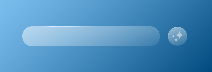 A search bar with an oval-shaped AI sign on a blue background. Futuristic intelligent search automation, chatbot, digital business support. Vector EPS 10.