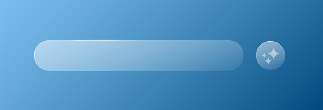 A search bar with an oval-shaped AI sign on a blue background. Futuristic intelligent search automation, chatbot, digital business support. Vector EPS 10.