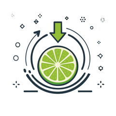 Obraz premium Refresh Lime Slice Vector Icon Fresh Green Citrus Flavor with Arrow Refreshing