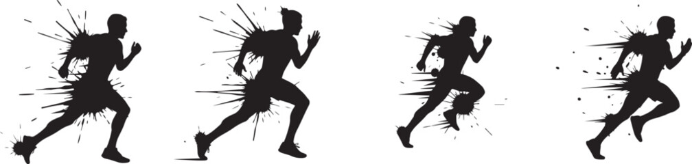 Fototapeta premium Marathon Runners Silhouette Illustration – Sport & Fitness Concept
