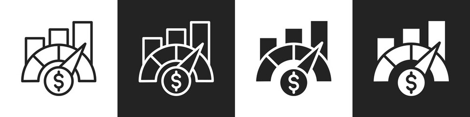 Economic Indicators Line And Solid Icon In White And Black Background