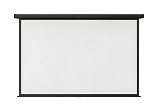 A blank projector screen, presentation board or white movie display mockup isolated on a white or transparent background
