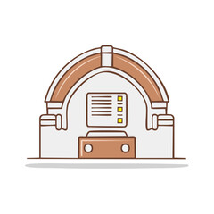 Retro Jukebox with Menu and Lights Isolated on White Background for Advertising